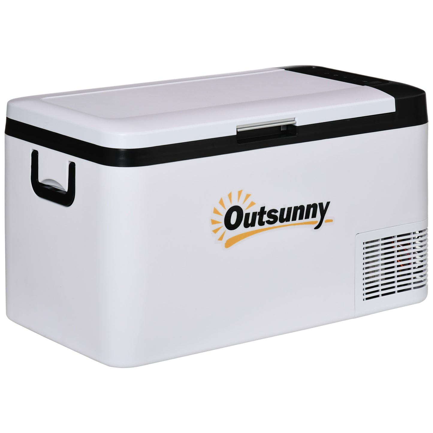 Outsunny 12V Car Refrigerator w/ LED Light & Foldable Handles, 25L Portable Compressor Cooler, Fridge Freezer with 12/24V DC and 110-240V AC for Campervan RV Boat Travel 5