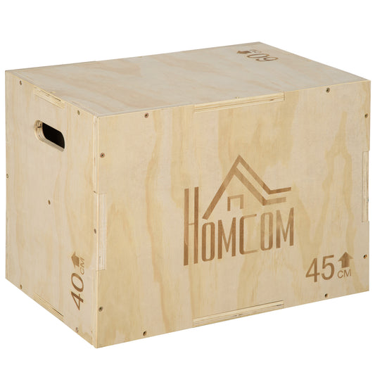 HOMCOM 3-in-1 Wooden Plyo Box, Plyometric Jump Box with Handle Openings for Home Gym, Workout Training, Natural #9 Top Sellingin Other Fitness Equipment & Accessories
