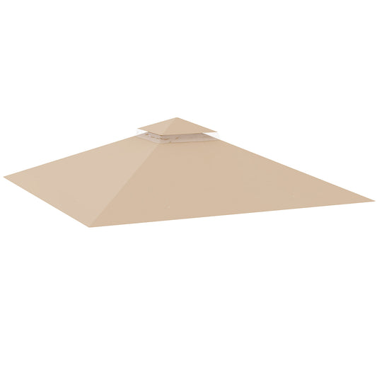 Outsunny 3x3(m) Replacement Gazebo Canopy, Double Tier Roof Top for Garden, Patio, Outdoor, Khaki (TOP ONLY) #9 Top Sellingin Gazebo & Marquees 5