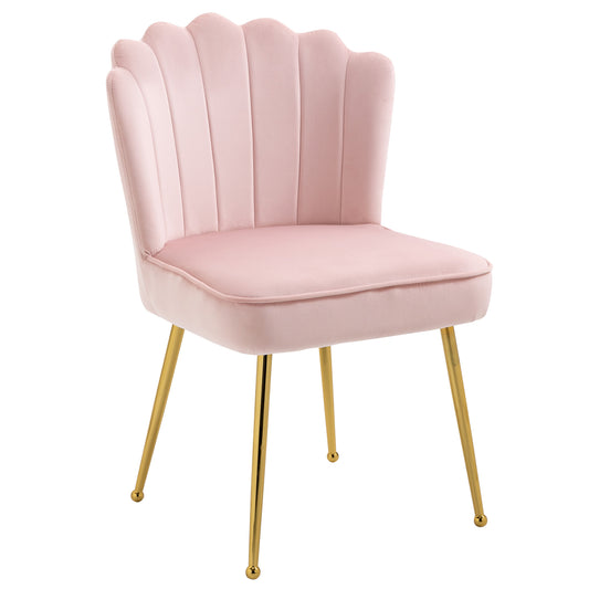 HOMCOM Velvet-Feel Shell Accent Chair - Pink 5