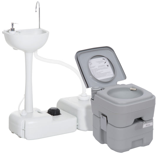 Outsunny Portable Toilet and Camping Sink Set with Fresh and Waste Tank, Wastewater Recycled Set for Outdoor Events #2 Top Sellingin Sports & Leisure