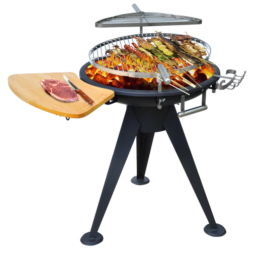 Outsunny Round BBQ Grill W/Cutting Board-Black 4.8
