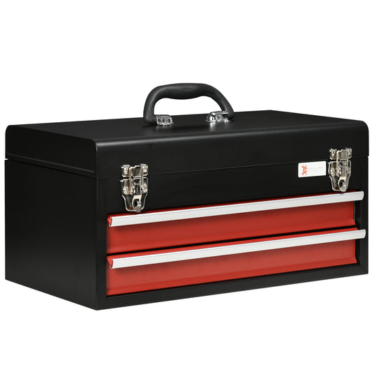 DURHAND 2 Drawer Tool Chest, Lockable Metal Tool Box with Ball Bearing Runners, Portable Toolbox, 460mm x 240mm x 220mm, Black #10 Top Sellingin Tool Boxes 4.9