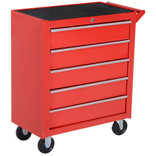 DURHAND 5-Drawer Lockable Tool Storage Cabinet with Wheels, Handle, 2 Keys, Steel Home Work DIY Workshop Chest, Garage Equipment Trolley, Red #8 Top Sellingin Tool Storage Box 4.7