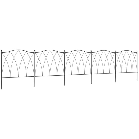 Outsunny Set of Five 61.5cm Decorative Metal Fence Panels - Black #9 Top Sellingin Garden Décor 4.5