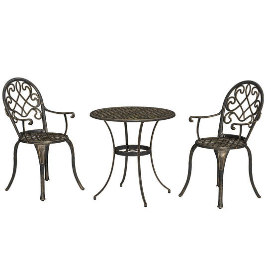 Outsunny 2-Seater PE Rattan Side Table & Armchair Bistro Set Jack and Jill Seat w/ Pillows Black 4.9