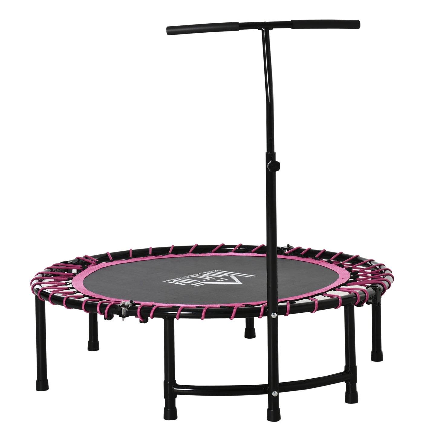 HOMCOM 45" Foldable Mini Trampoline Silent Rebounder Indoor Outdoor Jumper with Adjustable Handle - Pink 4.9