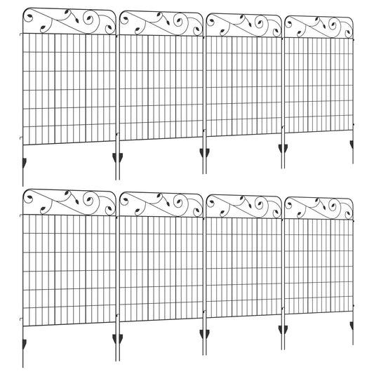 Outsunny Decorative Garden Fencing, 8PCs 43in x 23ft Outdoor Picket Fence Panels, Rustproof Metal Wire Landscape Flower Bed Border Edging Animal Barrier, Black #8 Top Sellingin Fence 4.5