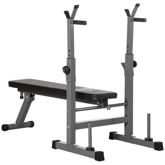 HOMCOM Adjustable Weight Bench, Foldable Bench, with Barbell Rack, Grey #5 Top Sellingin Weight Benches 4.5