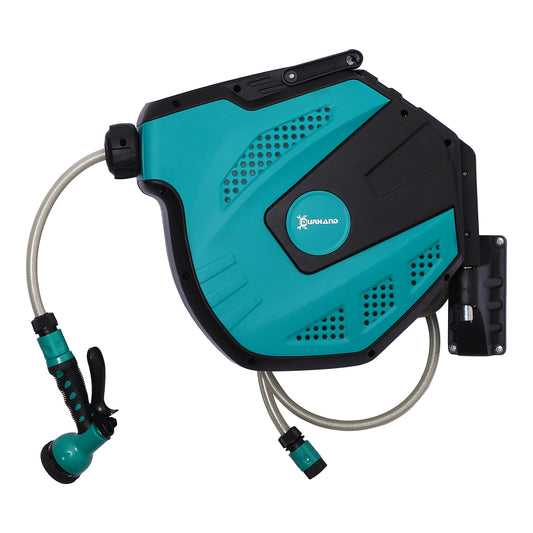 DURHAND 15m Garden Auto Hose Reel Wall Mounted Retractable 7 Patterns Spray Nozzle #3 Top Sellingin Garden Tools 4.8