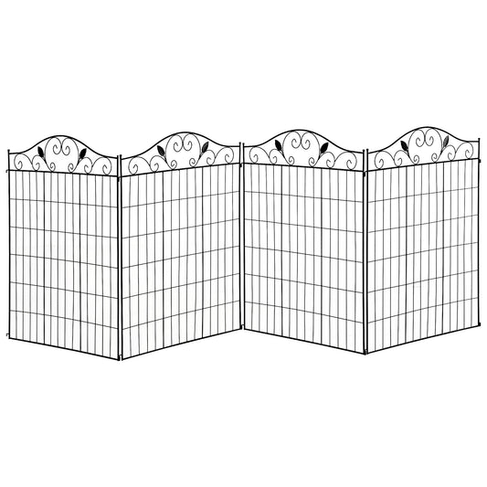 Outsunny Garden Decorative Fence 4 Panels 44in x 12ft Metal Wire Landscape Border Edging #9 Top Sellingin Garden Décor 5