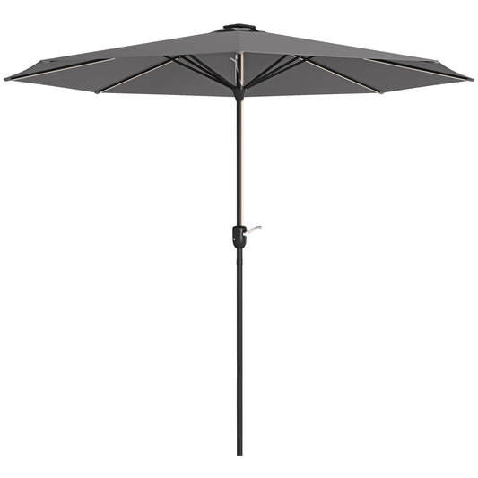 Outsunny 2.65m Garden Parasol, with LED Lights - Dark Grey 4.5