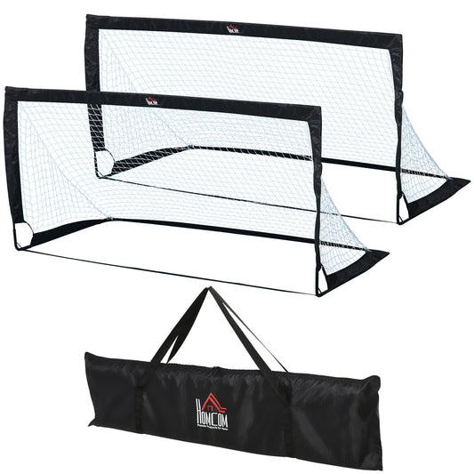 HOMCOM Set of 2 Football Goal Net 6 x 3 ft Foldable Outdoor Sport Training Teens Adults Football with Carrying Bag Black #5 Top Sellingin Football 4.6