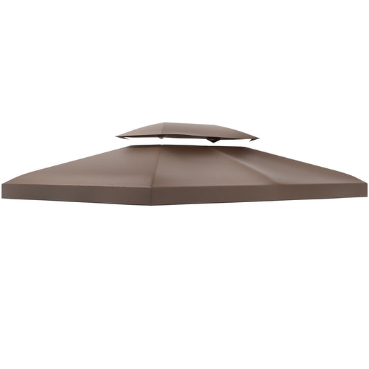 Outsunny 3x4m Gazebo Canopy Replacement Cover, 2 Tier Top Roof UV Cover Garden Patio Outdoor Sun Awning Shelters, Brown (TOP COVER ONLY) 4.7