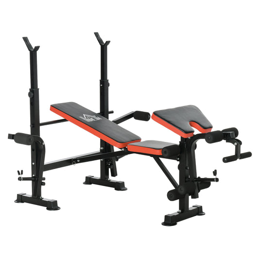 HOMCOM Adjustable Weight Bench with Leg Developer Barbell Rack for Weight Lifting and Strength Training Multifunctional Workout Station for Home Gym Fitness, Red #7 Top Sellingin Weight Benches 4.6