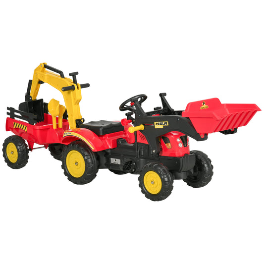 HOMCOM Kids Children Pedal Go Kart Ride On Toy Car Excavator Tractor w/ Moving Bucket Steering Wheel Removable Digger For 3 - 6 Years #9 Top Sellingin Ride-On Cars 4.8
