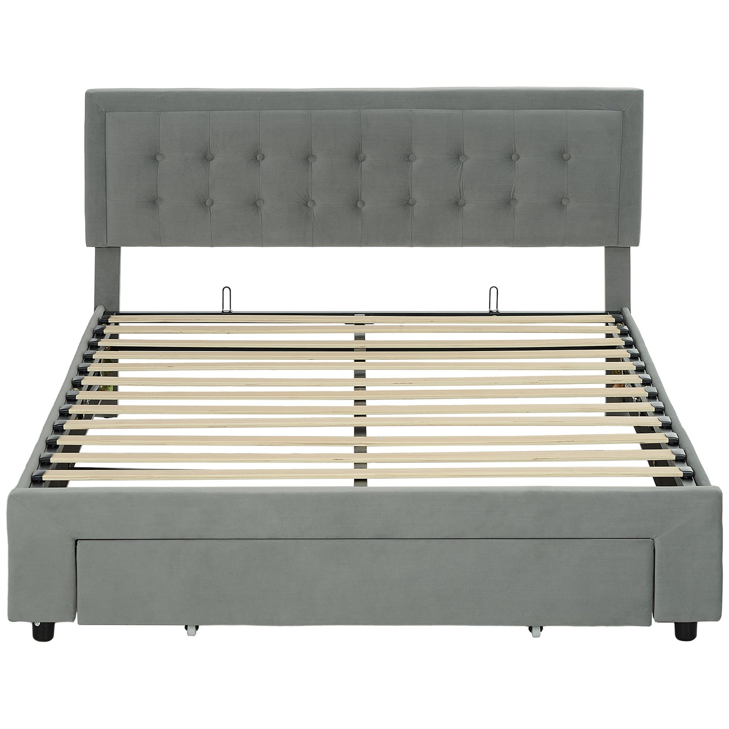 HOMCOM King Size Ottoman Bed Frame, with Front Drawer - Grey #3 Top Sellingin Beds 5