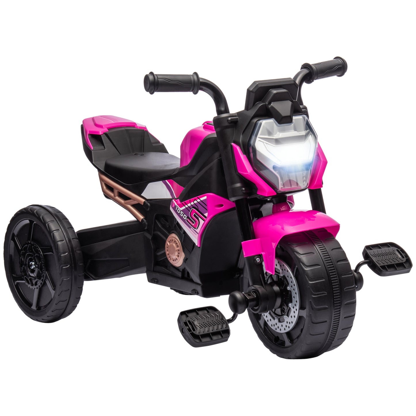 AIYAPLAY Motorcycle Design, 3 in 1 Toddler Trike, Sliding Car, Balance Bike with Headlight, Music, Horn, Pink 5