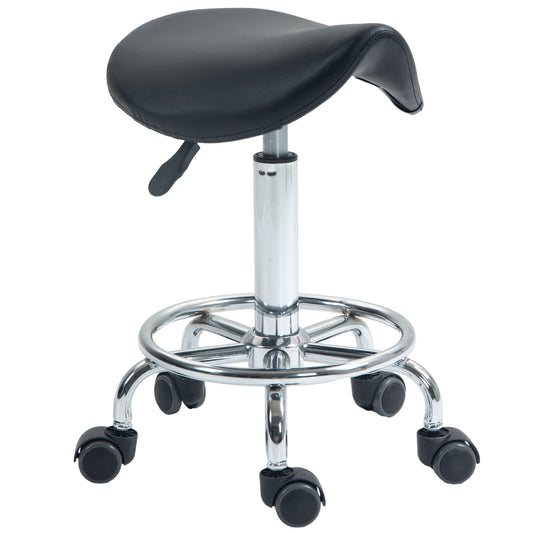 HOMCOM Salon Saddle Stool, Rolling Saddle Chair for Massage, Spa, Clinic, Beauty, Hairdressing and Tattoo, Black #7 Top Sellingin Massage & Relaxation