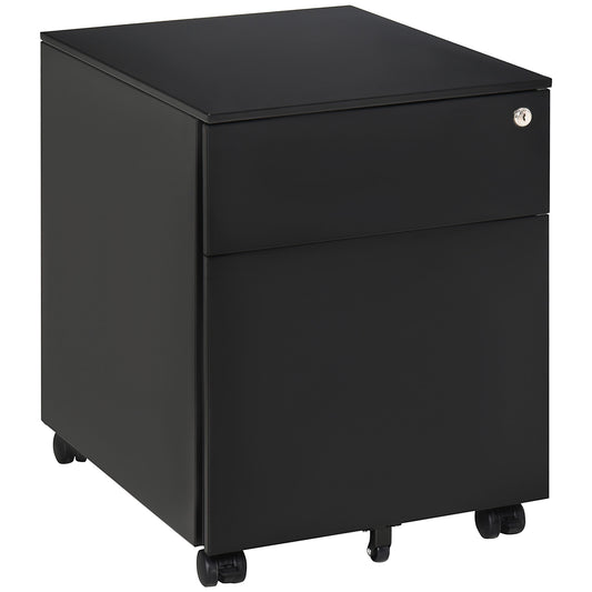 Vinsetto 2-Drawer Vertical File Cabinet, Lockable Steel Filing Cabinet with Pencil Tray and Hanging Bar for A4, Letter, Legal-sized Files, Fully Assembled Except Casters, Black 5