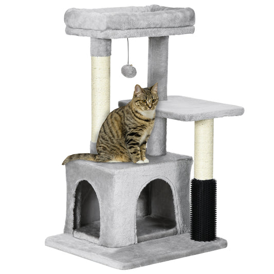 PawHut Cat Tree for Indoor Cats Climbing Tower Kitten Scratch Post Activity Center Kitten with Massage Toy Hanging Ball Bed Condo Perch 48 x 48 x 85cm Grey #4 Top Sellingin Cat Trees 4.9