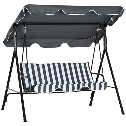 Outsunny 3 Seater Garden Swing Chair, Outdoor Swing Chair with Adjustable Canopy, Mental Frame & Cushions, Grey #9 Top Sellingin Swing Chairs 5