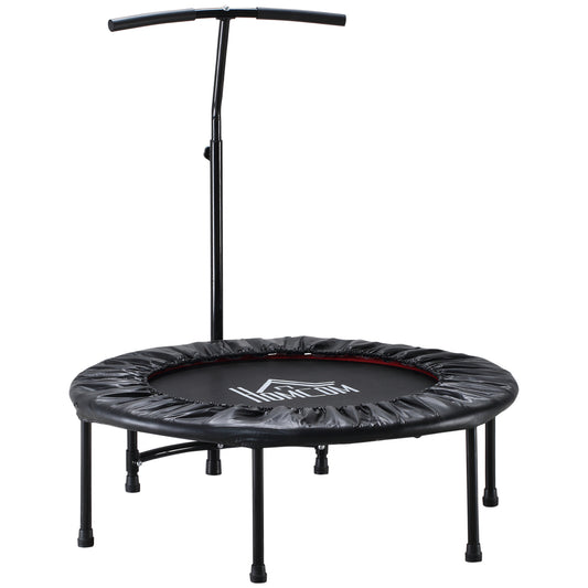HOMCOM 40'' Fitness Trampoline with Adjustable Handle, Rebounder Trampoline Mini Jumper for Indoor Exercise Workout, Support Up to 100kg, Black 4.9