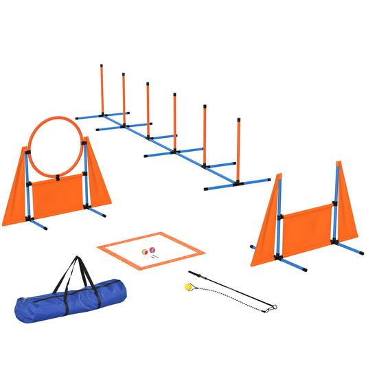 PawHut 7-Piece Dog Agility Equipment Set with Weave Poles, Jump Ring and Hurdle, Pause Box and Carry Bag, Orange #10 Top Sellingin Dog Training