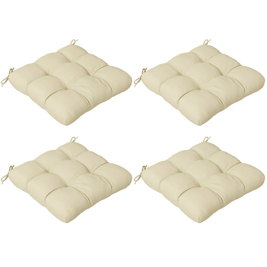 Outsunny 4-Piece Seat Cushion Pillows Replacement, Patio Chair Cushions Set with Ties for Indoor Outdoor, Beige 5