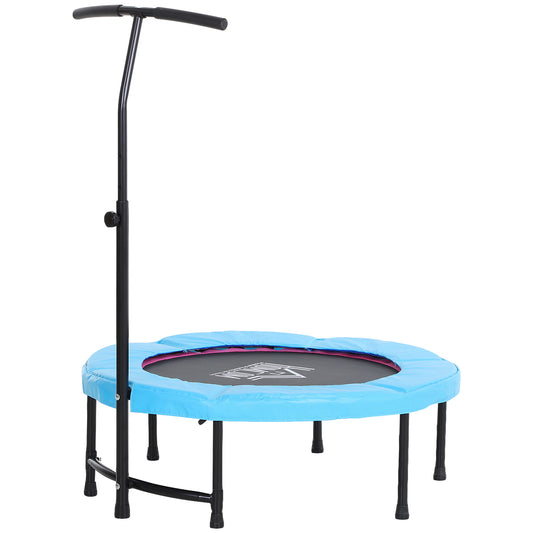 HOMCOM 40'' Fitness Trampoline with Adjustable Handle, Rebounder Trampoline Mini Jumper for Indoor Exercise Workout, Support Up to 100kg, Blue 4.3