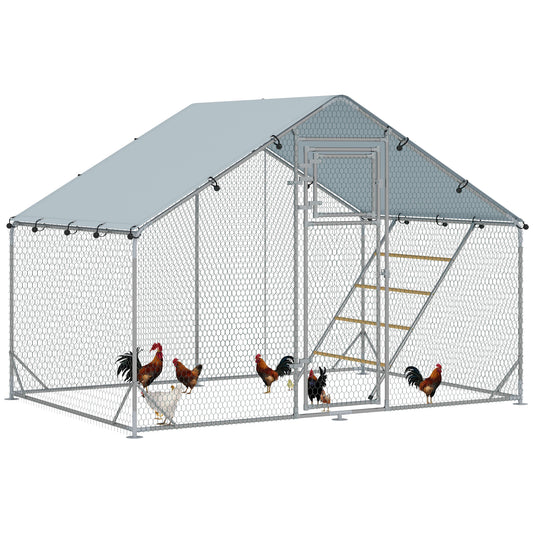 PawHut Walk in Chicken Run w/ Cover, Feeding Door, Hanging Feeder, Perch, for 6-8 Poultry #3 Top Sellingin Chicken Coop 5