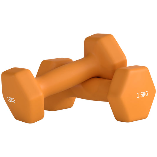 SPORTNOW 2 x 1.5kg Hexagonal Dumbbells Weights Set with Non-Slip Grip for Home Gym Workout, Orange #10 Top Sellingin Dumbbells