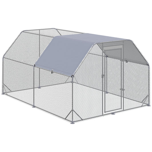 PawHut Walk in Chicken Run Chicken Coop Hen House Outdoor with Roof for 10-12 Chickens, 380 x 280 x 195cm 4.9