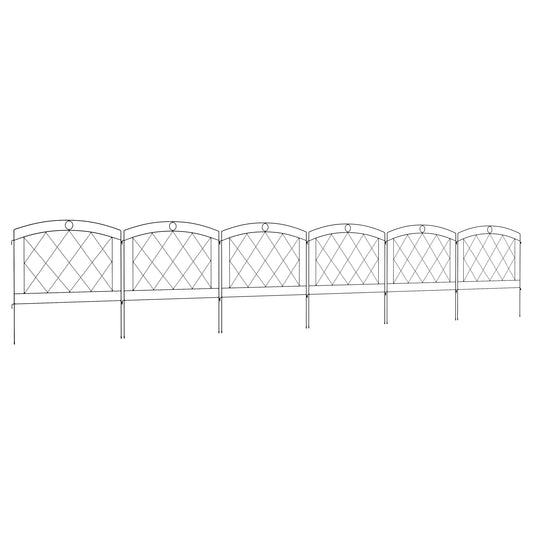 Outsunny Metal Decorative Outdoor Picket Fence Panels Set of 6, Black #5 Top Sellingin Fence 5