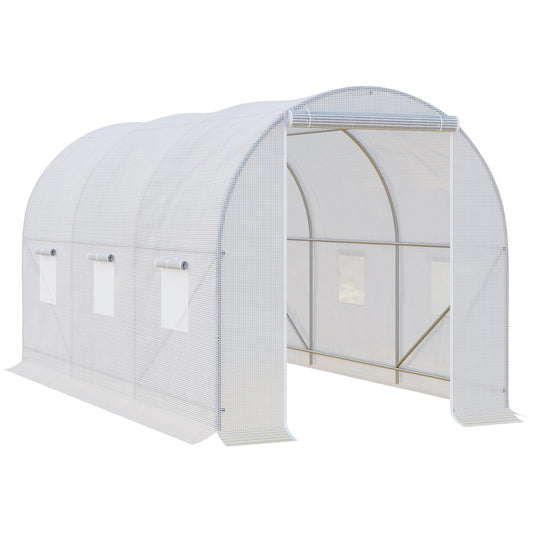 Outsunny 3.5 x 2 x 2 m Polytunnel Greenhouse, Walk-in Green House for Garden with Mesh Windows, Galvanised Steel Frame, White #9 Top Sellingin Greenhouse 4.8