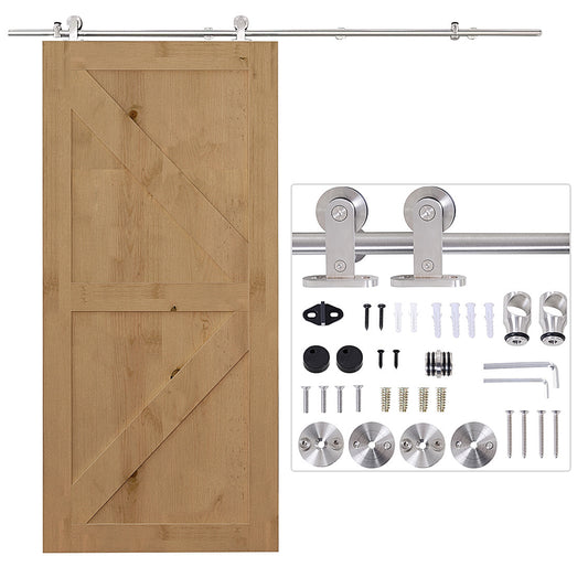 HOMCOM Wooden Sliding Door Kit Stainless Steel Smooth Operation Hardware Track Kit System Unit For Single Door 2000mm 4.8