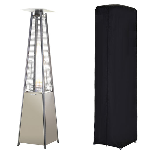 Outsunny Stainless Steel Outdoor Garden Pyramid Patio Heater with Wheels and Rain Cover - Silver #6 Top Sellingin Patio Heaters 4.8