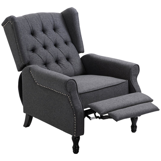 HOMCOM Recliner Armchair, Vintage Reclining Chair with Nail Head Trim, Wingback Chair with Button Tufted Back and Footrest, for Living Room, Dark Grey #3 Top Sellingin Sofas 5