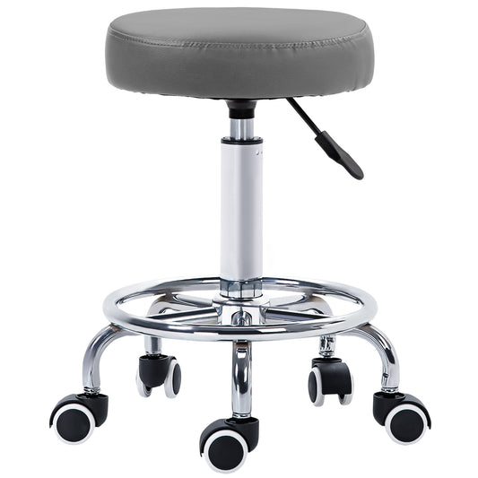 Vinsetto PU Leather Rolling Stool, Height Adjustable Stool Chair with Wheels for Salon, Massage, Spa, Grey #9 Top Sellingin Massage & Relaxation