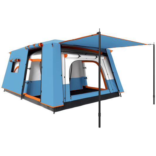 Outsunny 4-6 Man Camping Tent, Double Layer Tunnel Tent with Porch, Living Area and 2 Bedrooms, Sewn in Groundsheet, 3000mm Waterproof and UPF 30+, Portable with Bag, Blue #10 Top Sellingin Sports & Leisure