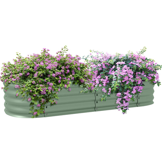 Outsunny Galvanised Raised Garden Bed, Metal Planter Box with Safety Edging, for Flowers, Herbs, Succulents, Green #2 Top Sellingin Garden Planters & Stands 4.9