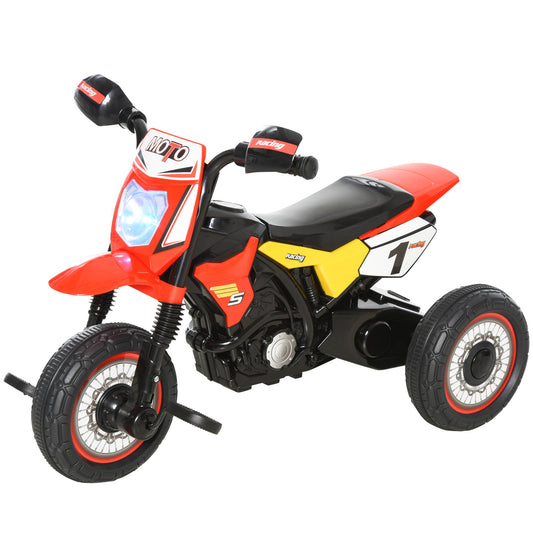 HOMCOM Toddler Pedal Motorcycle Kids Ride On Tricycle Early Learning w/ Music Lights Handlebar Stickers Exercise Boys Girls Gift for Kids 18 - 36 Months Red 4.9
