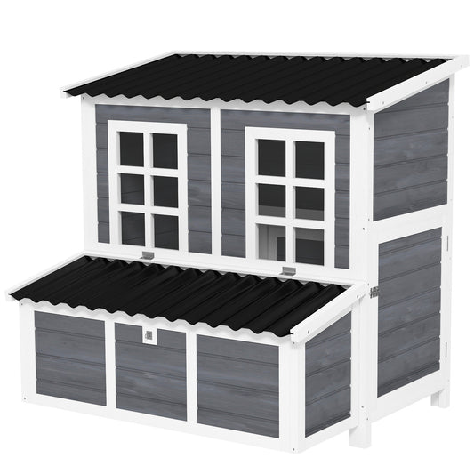 PawHut Wooden Chicken Coop with Nesting Box, Slide-Out Tray, Perches, for 4-6 Chickens, 100 x 86 x 100cm #4 Top Sellingin Pet Supplies 4.7
