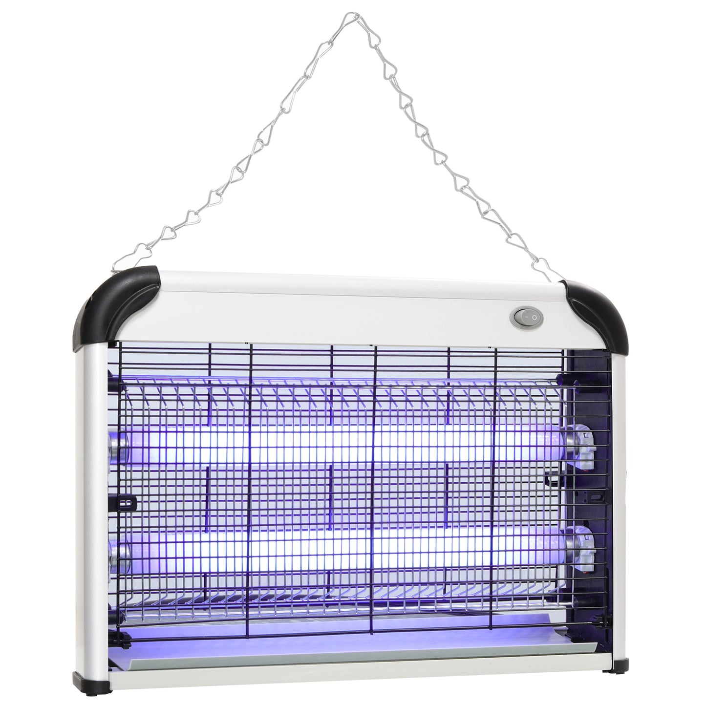 Outsunny Electric Fly Zapper, 20W Electric Fly Killer, Wall Hanging Bug Zapper Indoor & Outdoor Attracting Insect Mosquito Killer, Silver Tone 4
