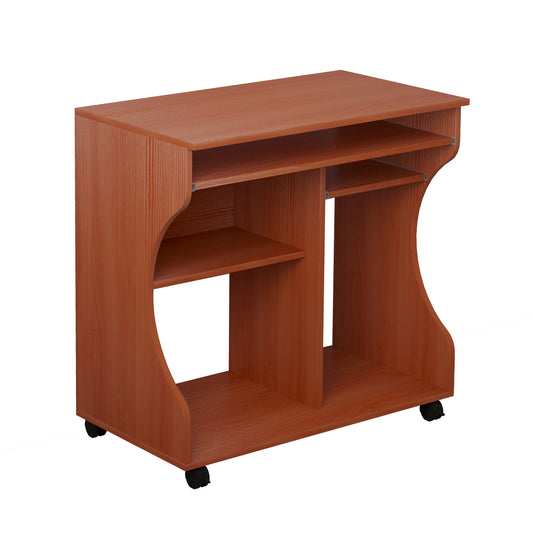 HOMCOM Multi-Storage Compact Work Desk, with Wheels - Cherry Wood Colour #9 Top Sellingin Office Desks 4.8