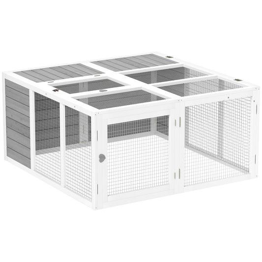 PawHut Rabbit Hutch with Openable Foldable Roof, Light Grey #6 Top Sellingin Rabbit Hutch