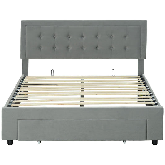 HOMCOM Double Size Ottoman Bed Frame, with Front Drawer - Grey #9 Top Sellingin Bedroom Furniture 5