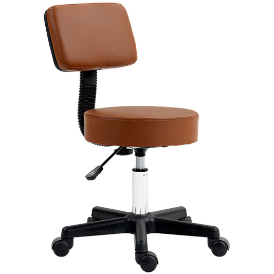 HOMCOM Beautician's Swivel Salon Chair w/ Padded Seat Back 5 Wheels Adjustable Height Salon Hairdressers Tattoo Spa Rolling Cushion Professional 48cm Brown #7 Top Sellingin Massage & Relaxation