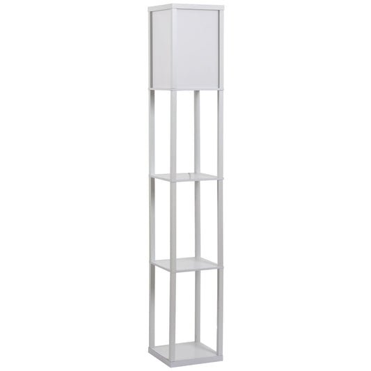 HOMCOM 3-Tier Floor Lamp, Floor Light with Storage Shelf, Reading Standing Lamp with Acrylic Shade for Living Room, Bedroom, Kitchen, Dining Room, Office, Dorm, 160cm, White #6 Top Sellingin Lighting 4.8