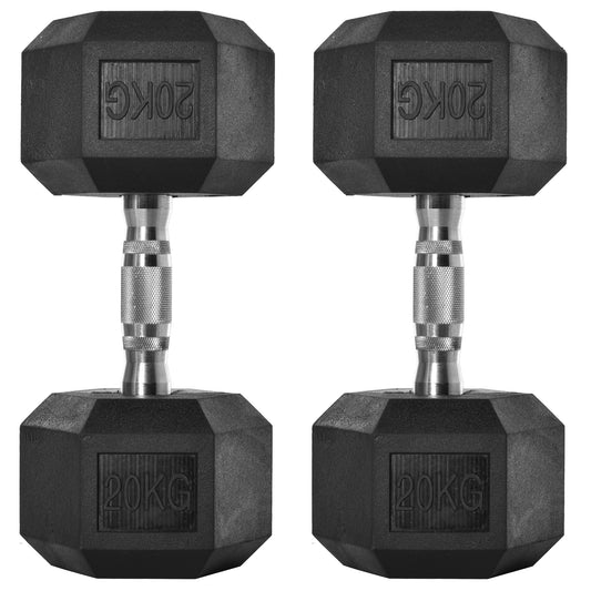 HOMCOM 2x20kg Rubber Hex Dumbbell Portable Hand Weights Dumbbell Home Gym Workout Fitness Hand Dumbbell #10 Top Sellingin Dumbbells 5